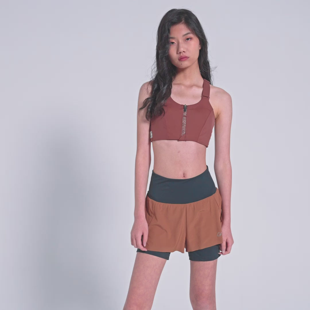 Image of Activewear 2in1 Color Block Running Shorts for Women