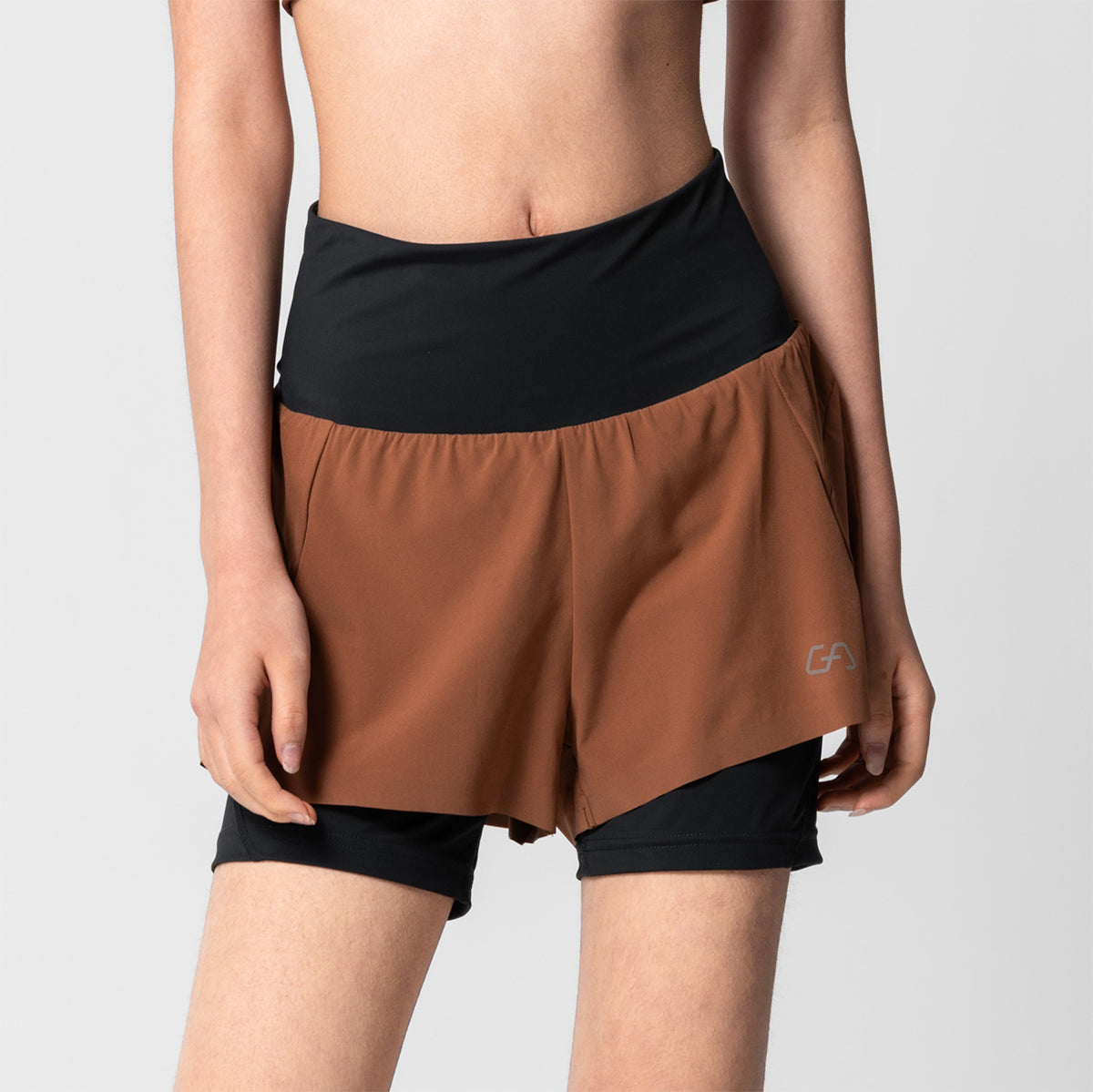 Image of Activewear 2in1 Color Block Running Shorts for Women