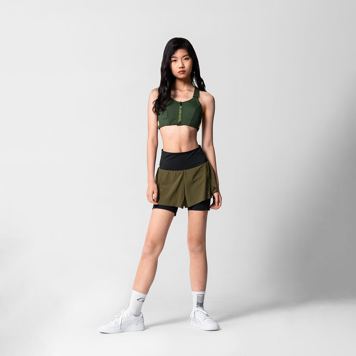 Image of Activewear 2in1 Color Block Running Shorts for Women