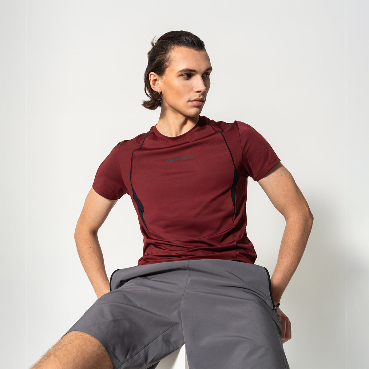 Image of Activewear Performance T Shirt breathable mesh blocking for Men