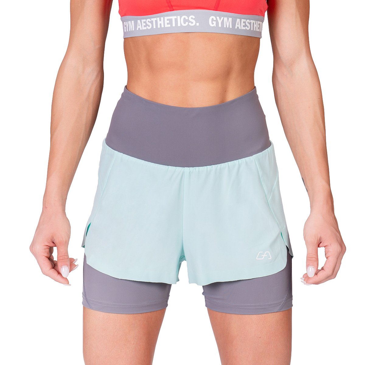 Image of Activewear 2in1 Color Block Running Shorts for Women