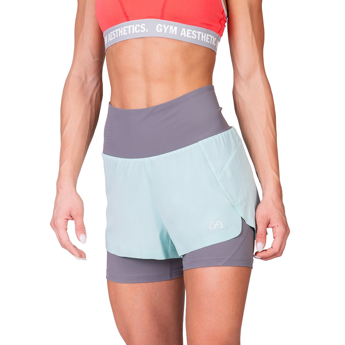 Image of Activewear 2in1 Color Block Running Shorts for Women