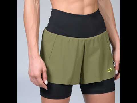 Image of Activewear 2in1 Color Block Running Shorts for Women