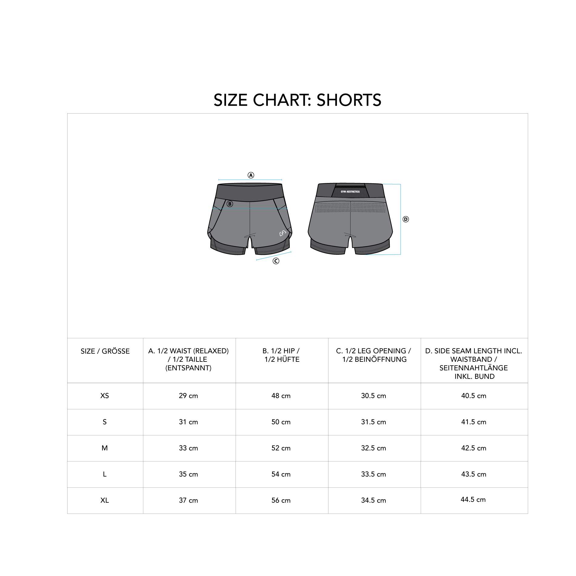 Activewear 2in1 Color Block Running Shorts for Women - size chart